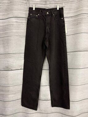 NWT Chord Black Organic Cotton High-Waist Straight-Leg Jeans Size 24
